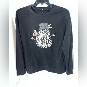 Snowman Graphic Sweatshirt Holiday Christmas Winter Top Black Size Unknown